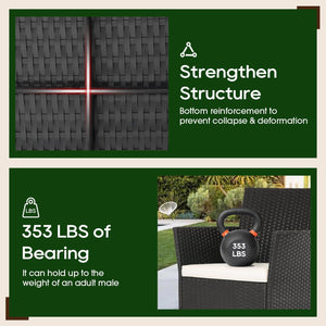 | 4-Piece Patio Furniture Set | Black | Outdoor Wicker Furniture with Coffee Table | Modern Rattan Chairs Conversation Set | Outdoor Seating | Weather-Resistant | for Porch, Garden, Lawn