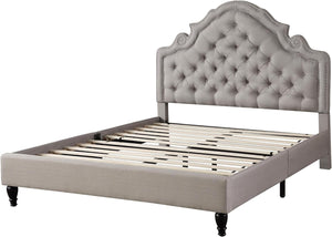 Premiere Classics 51" Tall Platform Bed with Cloth Headboard and Slats - Full (Light Grey Silver)