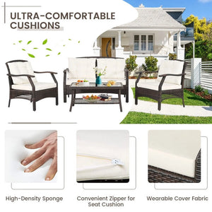 7 Pieces Outdoor Patio Furniture Set, Outdoor Furniture Garden Conversation Sets with Waterproof Cover