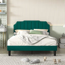 Upholstered Bed Frame Full Queen Platform with Headboard Footboard Wooden Slat