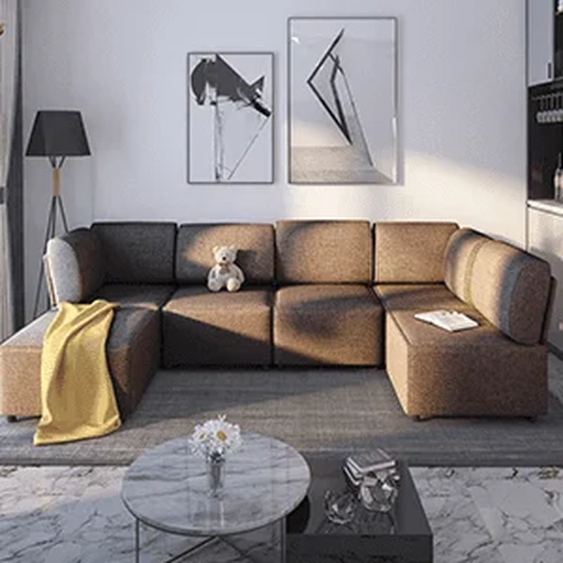 Sectional Couch/Futon Sofa Bed, Variable Modular Oversized Couch, U/L Shaped Couch and Queen Sleeper Sofa, Convertible Sofa Set for Living Room, Furniture for Living Room,Brown