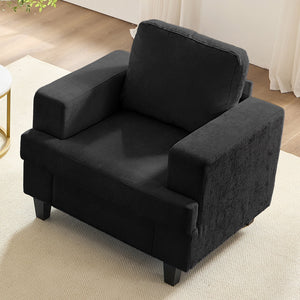 3 Piece Living Room Furniture Sets, Sofa and Loveseat Set with Armchair, Chenille Sectional Couches and Sofas Sets for Apartment/Small Spaces, Dark Gray