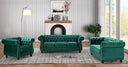 Feinstein Modern Velvet Chesterfield Couches for Living Room with Nailheads, Diamond Tufting & Durable Metal Frame, Chair, Loveseat & Sofa, Green
