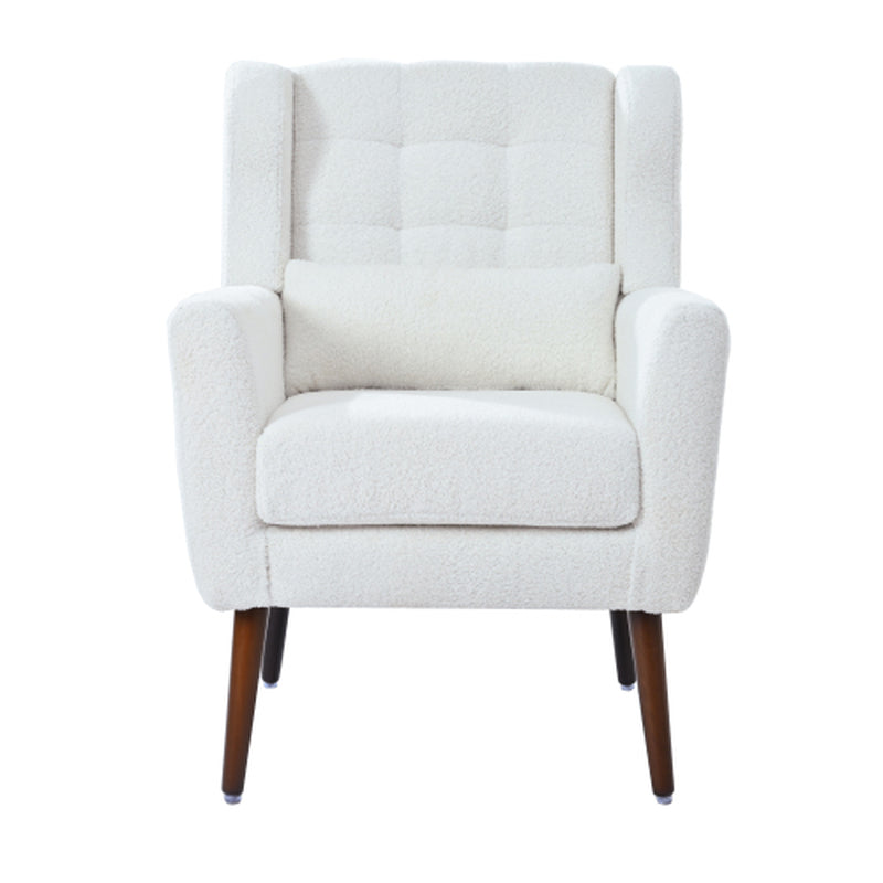 Modern Upholstered Chairs, Teddy Fabric Living Room Chairs, Comfortable Reading Chairs, Medieval Upholstery Chairs, Chaise Longues Armchairs for Living Room Bedrooms - White