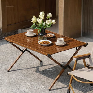 Carbon Steel Egg Roll Outdoor Tables Picnic Barbecue Table and Chair Courtyard Villa Garden Tables Portable Folding Tables GH