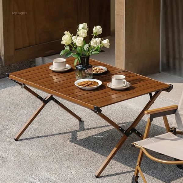 Carbon Steel Egg Roll Outdoor Tables Picnic Barbecue Table and Chair Courtyard Villa Garden Tables Portable Folding Tables GH