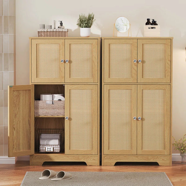 Jussiah Storage Cabinet,Bathroom Storage Cabinet with 4 Doors & Adjustable Shelf