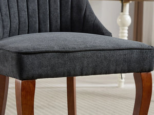 Black Mid Century Dining Chairs Set of 4, Modern Kitchen & Dining Room Chairs Set of 4, Linen Upholstered Kitchen Chairs for Dining Table, Sillas De Comedor, Wood Legs (Black, 4 Pcs)