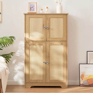 Jussiah Storage Cabinet,Bathroom Storage Cabinet with 4 Doors & Adjustable Shelf