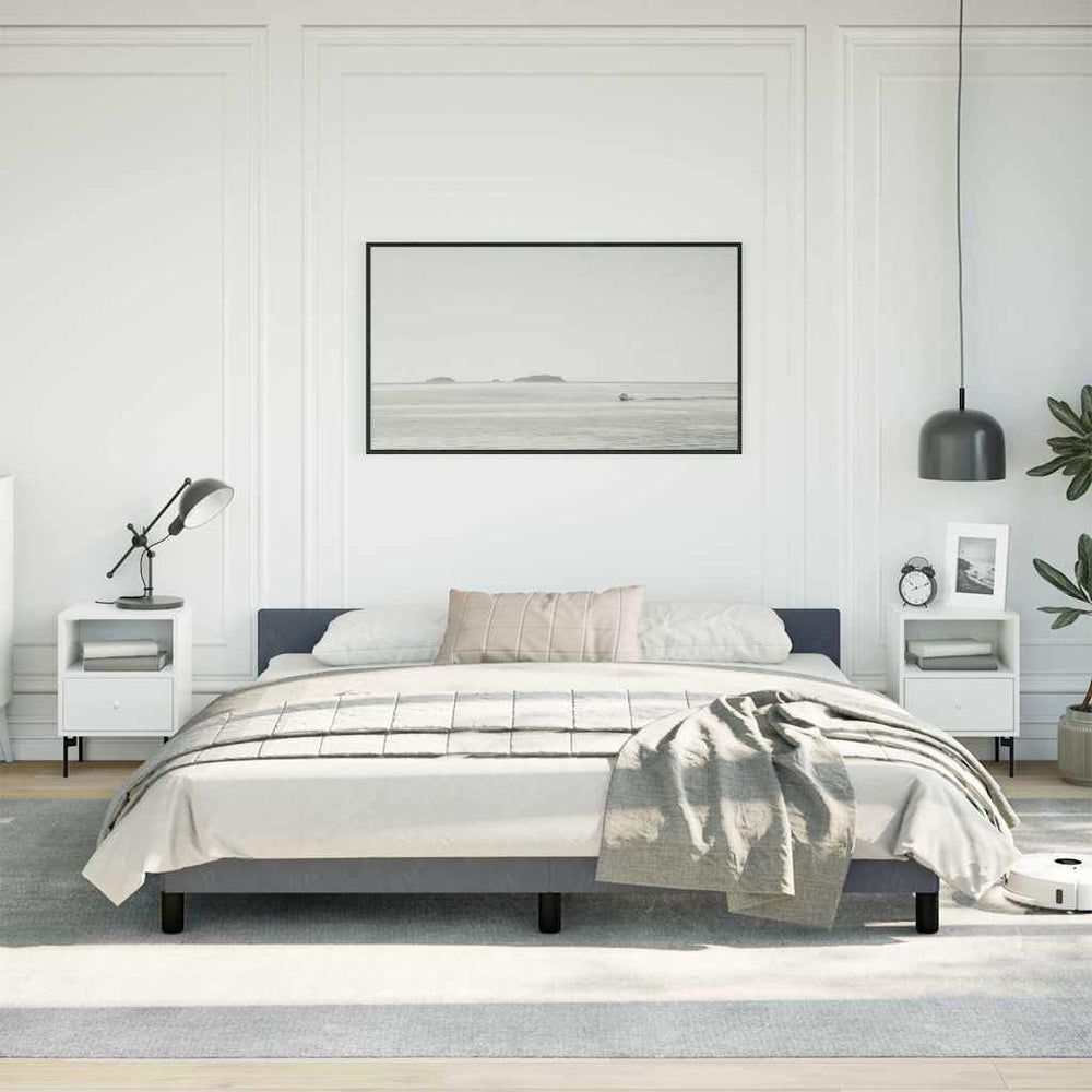 Bed Frame with Headboard Dark Grey Velvet California King Modern