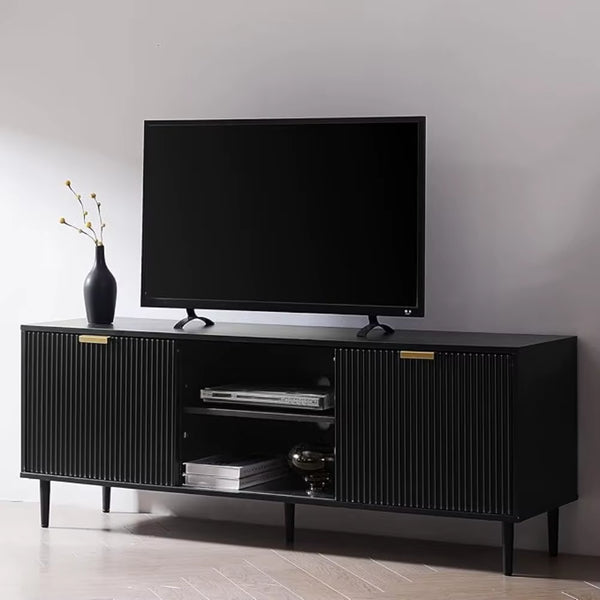 Modern TV Stand, Fluted TV Consoles for Living Room 65+ Inch TV, Entertainment Stand with Storage & Sliding Doors, Media