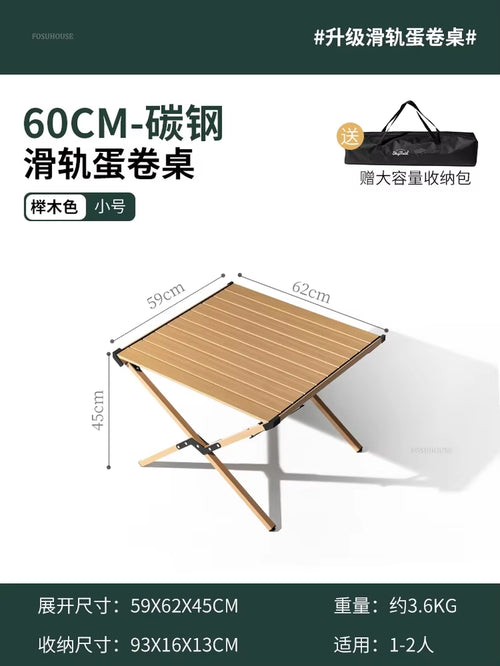 Carbon Steel Egg Roll Outdoor Tables Picnic Barbecue Table and Chair Courtyard Villa Garden Tables Portable Folding Tables GH