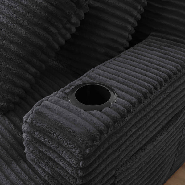 Double Chaise Lounge Chair Indoor, Oversized Sectional Corduroy Upholstered Boneless Sofa Bed, Deep Seat Sleeper Loveseat Reading Chairs, Cloud Sofas Couches, No Assembly Required,Dark Gray