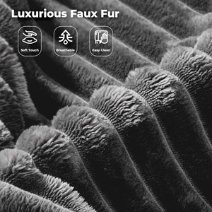 68'' Chaise Lounge Chair Indoor, Oversized Upholstered Sofa Bed with Sleeper Couch Reading Chairs Fluffy Plush Faux Fur Cloud Sofas Couches Living Room, Gray