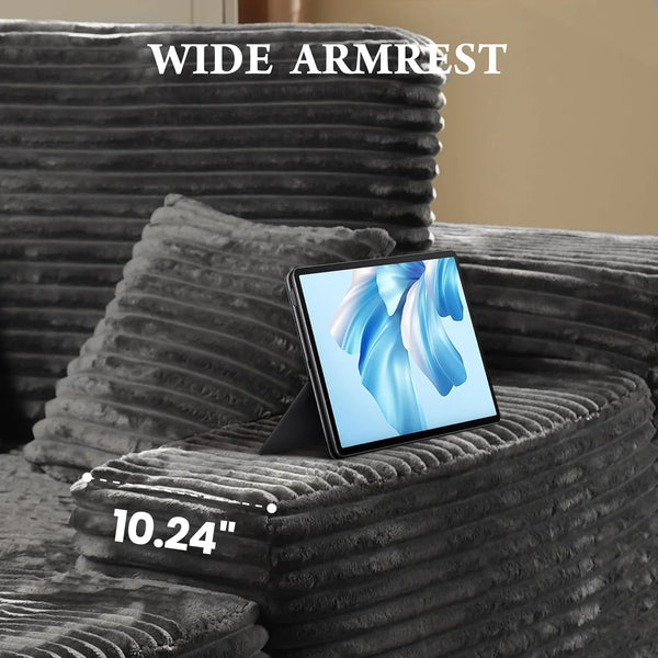 68'' Chaise Lounge Chair Indoor, Oversized Upholstered Sofa Bed with Sleeper Couch Reading Chairs Fluffy Plush Faux Fur Cloud Sofas Couches Living Room, Gray