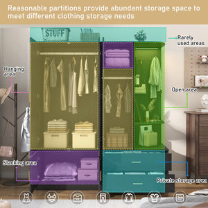 3 Door Armoire Wardrobe Closet with Mirror & Sensor Lights, 70'' Large Wardrobe Armoire with 2 Drawers & Shelves, Modern Wooden Armoire Storage with Hanging Rod for Bedroom, Black