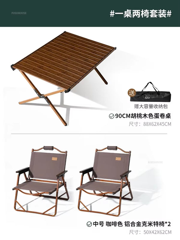 Carbon Steel Egg Roll Outdoor Tables Picnic Barbecue Table and Chair Courtyard Villa Garden Tables Portable Folding Tables GH