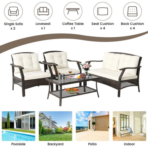 7 Pieces Outdoor Patio Furniture Set, Outdoor Furniture Garden Conversation Sets with Waterproof Cover