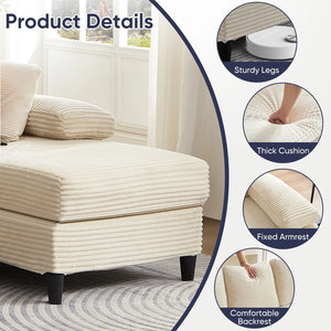 U Shaped Sectional Sofa, Sofas and Couches with Double Chaise, Sectionals for Living Room - Beige