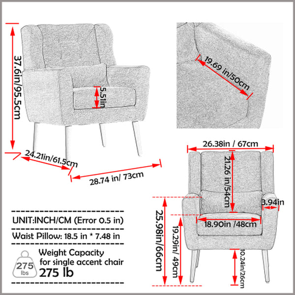 Modern Upholstered Chairs, Teddy Fabric Living Room Chairs, Comfortable Reading Chairs, Medieval Upholstery Chairs, Chaise Longues Armchairs for Living Room Bedrooms - White