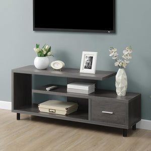 Seal II TV Stand 23.75" - 3-Tier Entertainment Center for Tvs up to 65 Inches, Modern 1 Drawer TV Mount with Shelves for Living Room, Weathered Gray