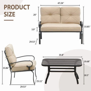 SUNCROWN 4Pcs Outdoor Furniture Patio Conversation Sets Loveseat Brown