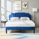 Upholstered Bed Frame Full Queen Platform with Headboard Footboard Wooden Slat