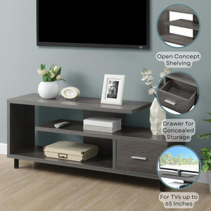 Seal II TV Stand 23.75" - 3-Tier Entertainment Center for Tvs up to 65 Inches, Modern 1 Drawer TV Mount with Shelves for Living Room, Weathered Gray
