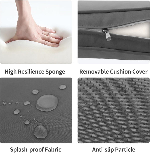 Outdoor Cushions for Patio Furniture Replacement, Patio Furniture Cushions, Deep Seat Patio Cushions, Patio Seat Cushions for Outdoor Sectional (Grey)