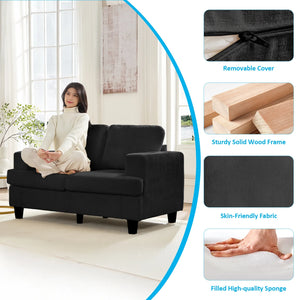 3 Piece Living Room Furniture Sets, Sofa and Loveseat Set with Armchair, Chenille Sectional Couches and Sofas Sets for Apartment/Small Spaces, Dark Gray