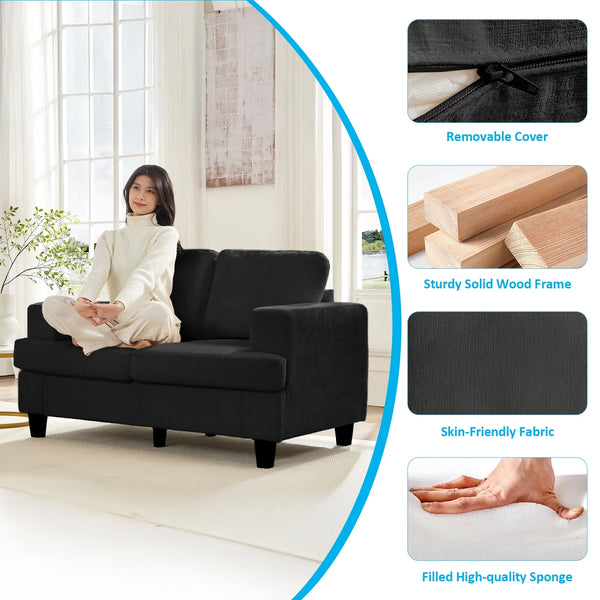 3 Piece Living Room Furniture Sets, Sofa and Loveseat Set with Armchair, Chenille Sectional Couches and Sofas Sets for Apartment/Small Spaces, Dark Gray