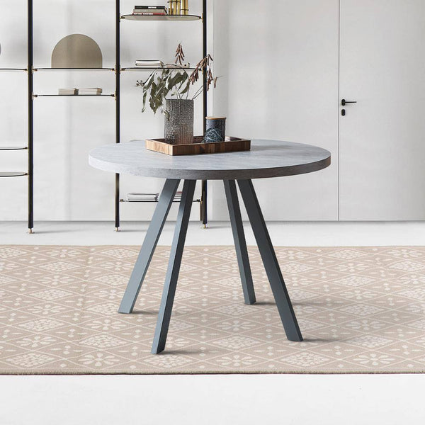 Modern Gray MDF 35.4 In. Black Metal Legs Dining Table (Seats 4)