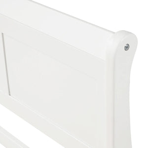 Wood Platform Bed Twin Bed Frame with Headboard/Footboard/Wood Slat Support, White