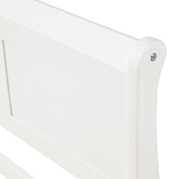 Wood Platform Bed Twin Bed Frame with Headboard/Footboard/Wood Slat Support, White