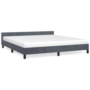 Bed Frame with Headboard Dark Grey Velvet California King Modern