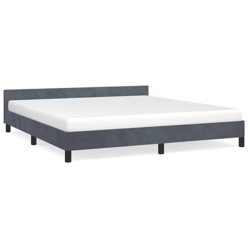 Bed Frame with Headboard Dark Grey Velvet California King Modern