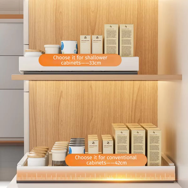 Retractable Storage Rack with Slide Rails Pull-Out Kitchen Drawer Storage Rack Spice Box Storage Rack Cabinets Organizer Holder