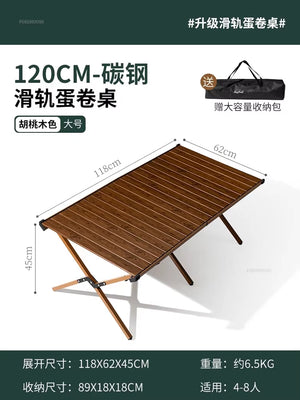 Carbon Steel Egg Roll Outdoor Tables Picnic Barbecue Table and Chair Courtyard Villa Garden Tables Portable Folding Tables GH