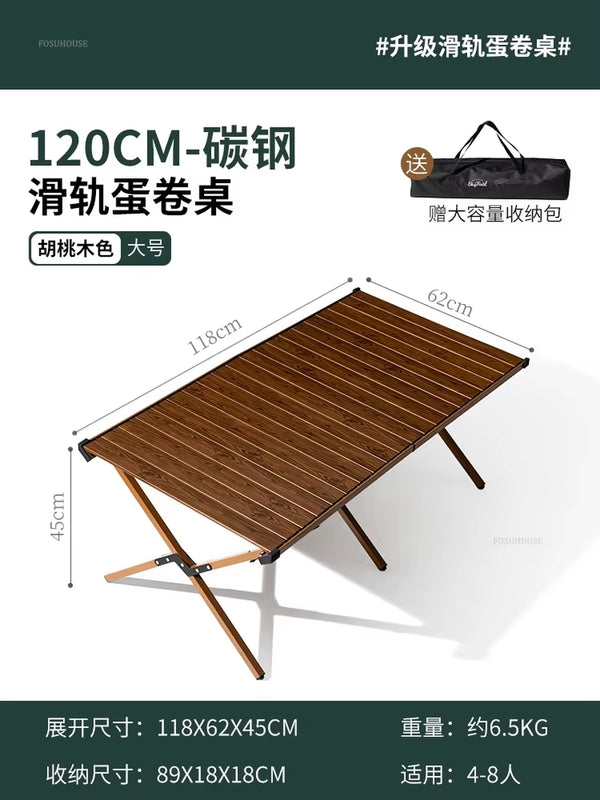 Carbon Steel Egg Roll Outdoor Tables Picnic Barbecue Table and Chair Courtyard Villa Garden Tables Portable Folding Tables GH