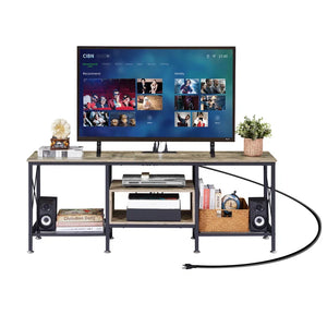 Pridgen TV Stand with Power Outlets, Entertainment Center Media Console with Charging Station