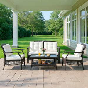 7 Pieces Outdoor Patio Furniture Set, Outdoor Furniture Garden Conversation Sets with Waterproof Cover