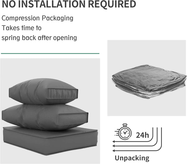 Outdoor Cushions for Patio Furniture Replacement, Patio Furniture Cushions, Deep Seat Patio Cushions, Patio Seat Cushions for Outdoor Sectional (Grey)