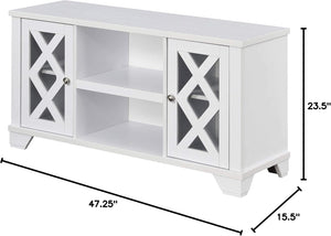 Gateway TV Stand 47.25" - Family Room Entertainment Center with Storage Cabinets and Shelves, Traditional TV Console for Living Room, Office, White