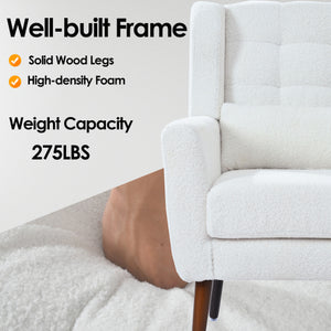 Modern Upholstered Chairs, Teddy Fabric Living Room Chairs, Comfortable Reading Chairs, Medieval Upholstery Chairs, Chaise Longues Armchairs for Living Room Bedrooms - White