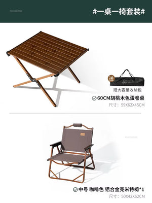 Carbon Steel Egg Roll Outdoor Tables Picnic Barbecue Table and Chair Courtyard Villa Garden Tables Portable Folding Tables GH