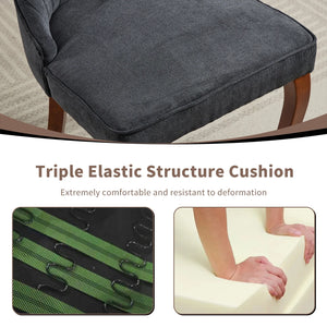 Black Mid Century Dining Chairs Set of 4, Modern Kitchen & Dining Room Chairs Set of 4, Linen Upholstered Kitchen Chairs for Dining Table, Sillas De Comedor, Wood Legs (Black, 4 Pcs)