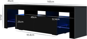 Glossy Led TV Stand Entertainment Center for 55 Inch TV, Modern TV & Media Console Table with Storage Drawer, Flat Screen TV Cabinet, Gaming Consoles for Living Room(63 Inch Black)