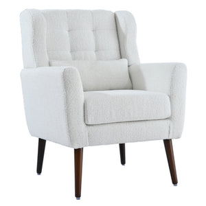 Modern Upholstered Chairs, Teddy Fabric Living Room Chairs, Comfortable Reading Chairs, Medieval Upholstery Chairs, Chaise Longues Armchairs for Living Room Bedrooms - White