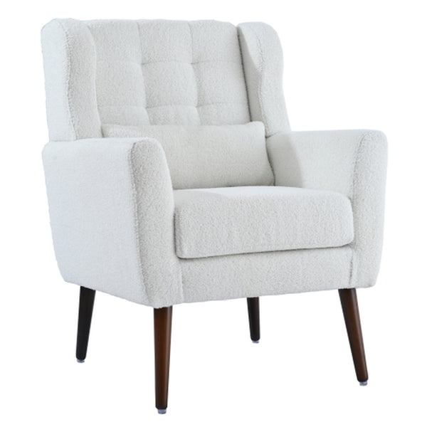 Modern Upholstered Chairs, Teddy Fabric Living Room Chairs, Comfortable Reading Chairs, Medieval Upholstery Chairs, Chaise Longues Armchairs for Living Room Bedrooms - White