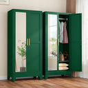 Metal Armoire Wardrobe W/2 Mirror Door, with Adjustable Shelves and Hanging Rod 71"' Wardrobe Cabinet, Wardrobes